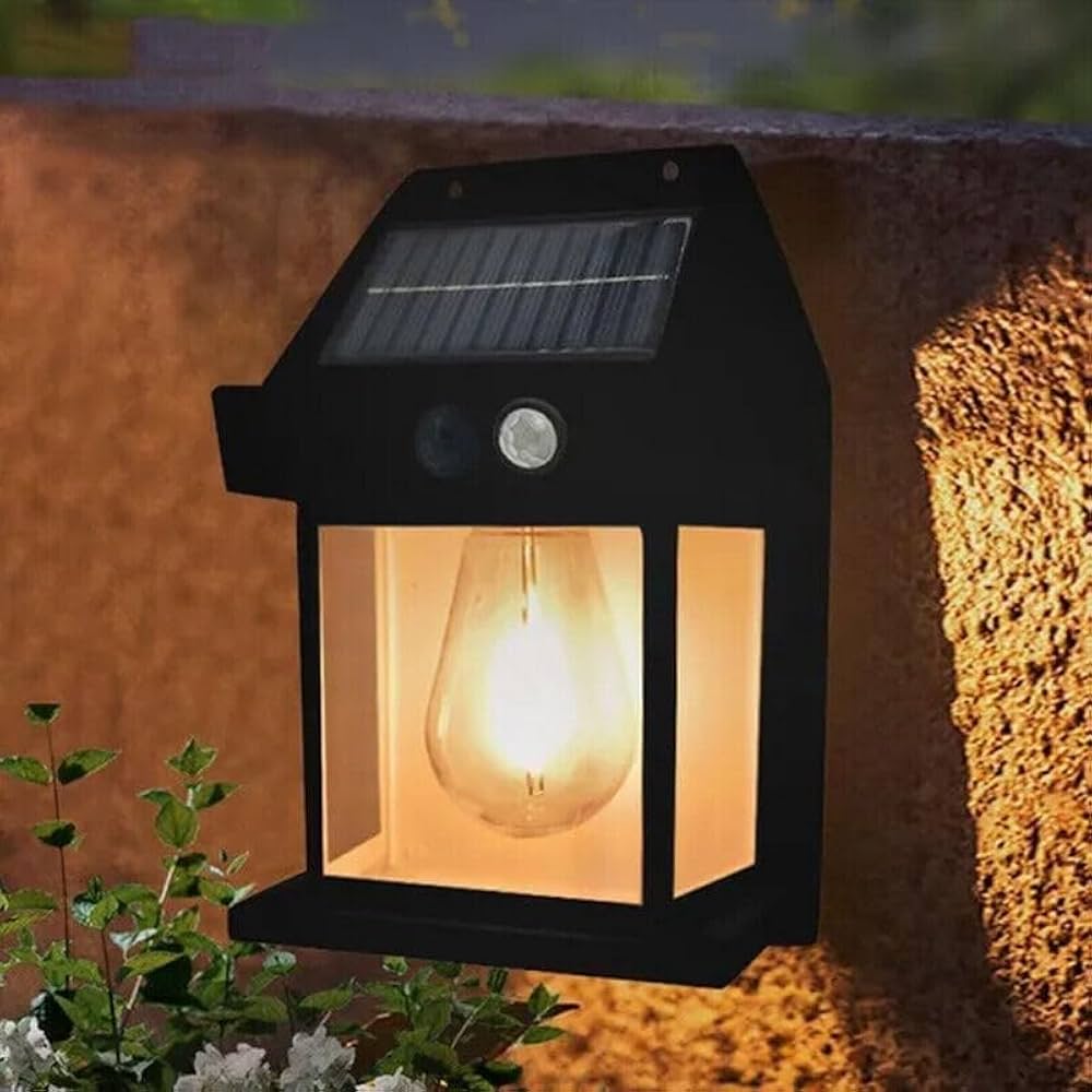 Solar Outdoor Wall Lantern – Waterproof Motion Sensor Garden Light