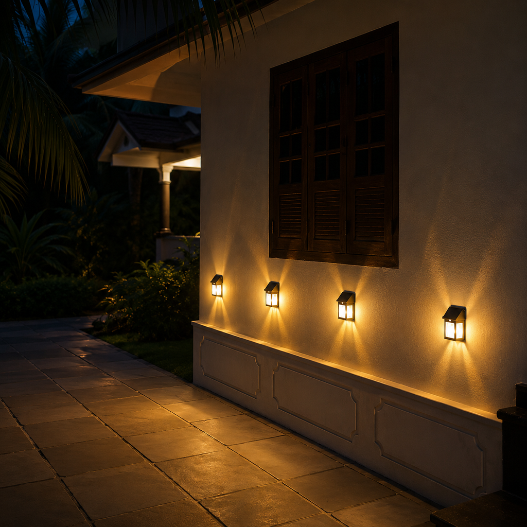 Solar Motion Sensor Wall Light – Dual-Sided Warm LED(2 piece)