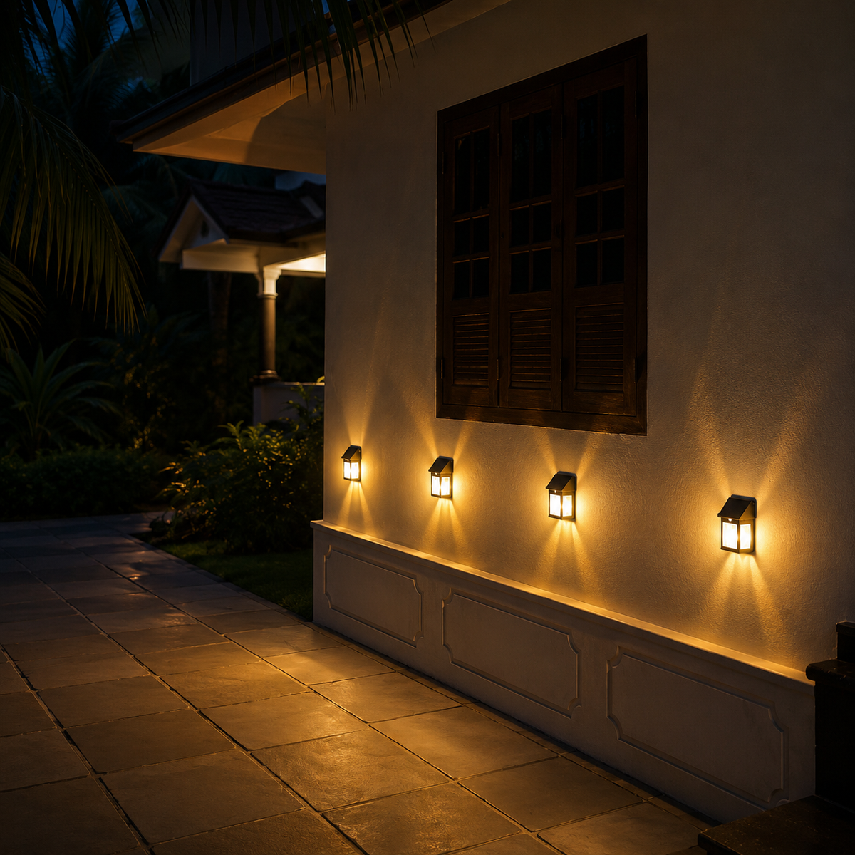 Solar Motion Sensor Wall Light – Dual-Sided Warm LED(2 piece)