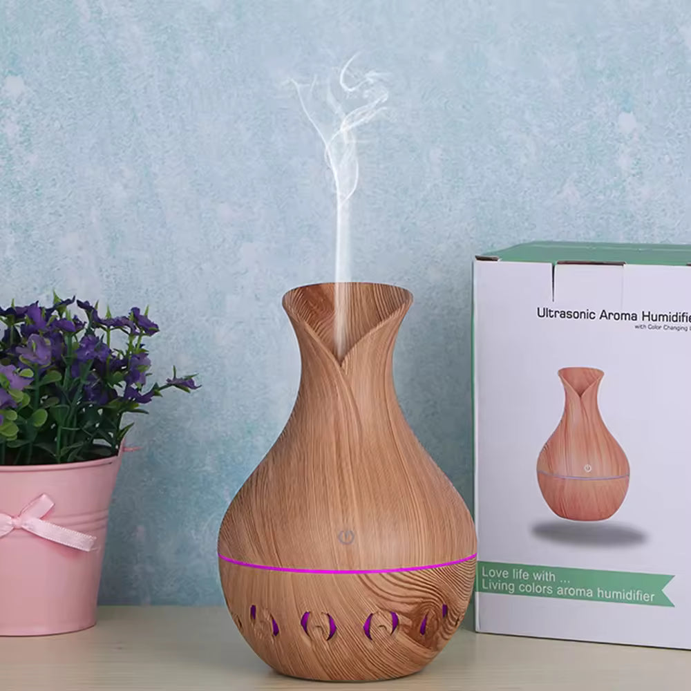Wooden Vase Ultrasonic Aroma Diffuser & Humidifier