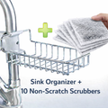 Stainless Steel Faucet Sink Caddy –  with free 10 piece scrubber