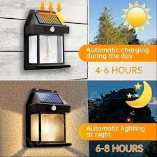 Solar Outdoor Wall Lantern – Waterproof Motion Sensor Garden Light