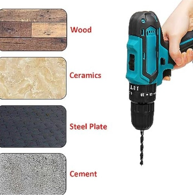 Cordless Power Drill & Driver Kit | Dual Battery, Bits & Case for Home DIY