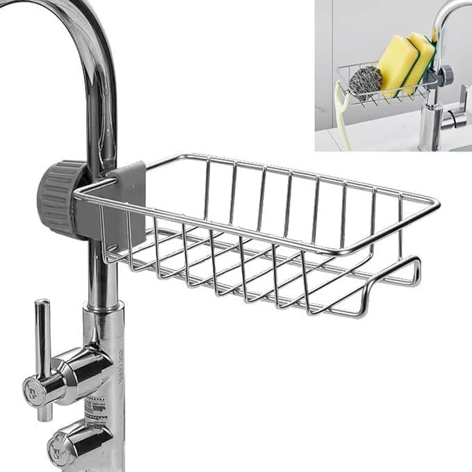 Kitchen Sink Organizer & Faucet Storage Rack + 5 Free Scrubbers
