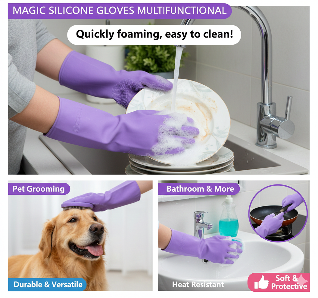 Magic Silicone Scrubbing Gloves: The Ultimate 2-in-1 Kitchen Revolution